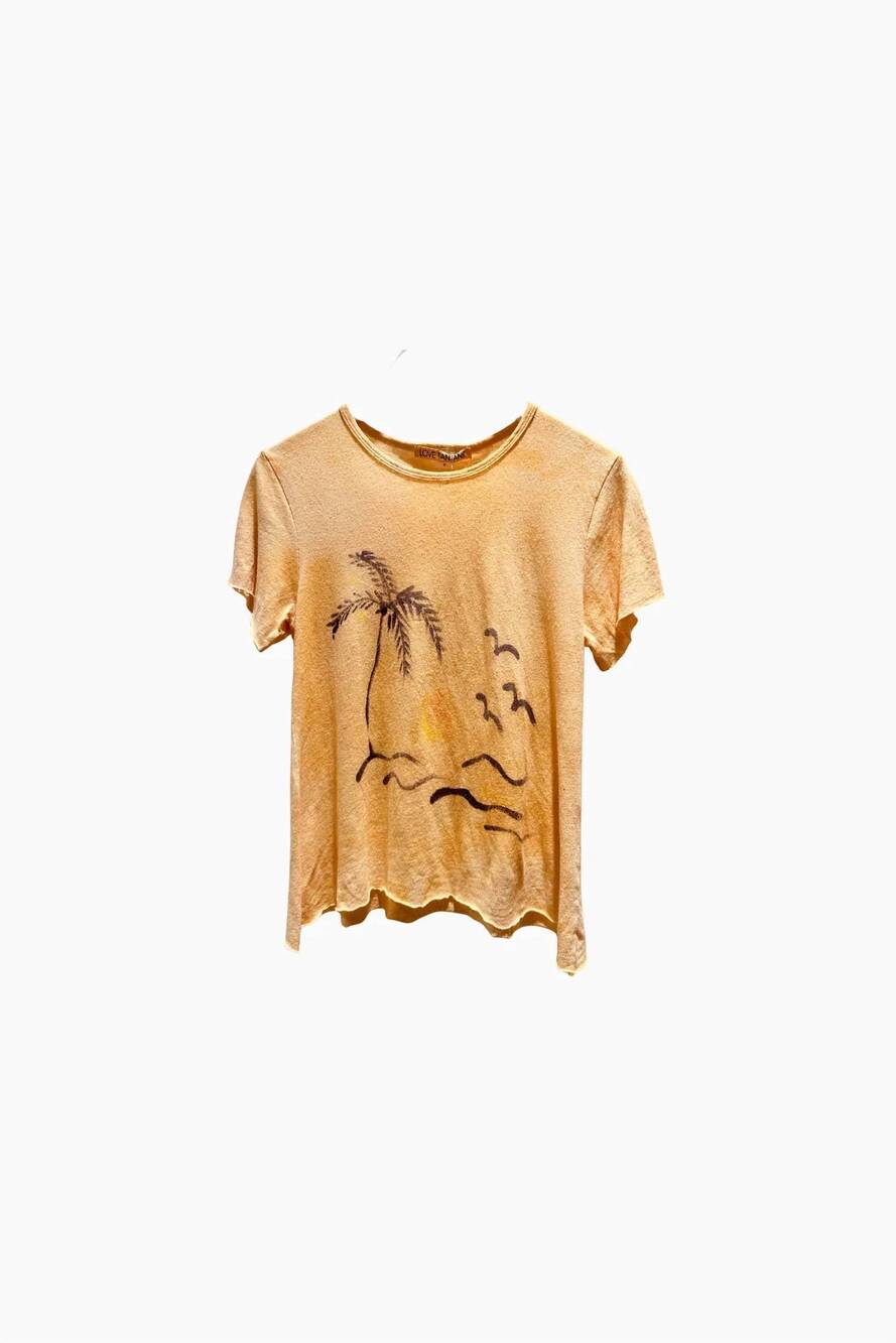 NEW LOVE TANJANE women's organic hemp cotton short sleeve tee shirt in malta sun